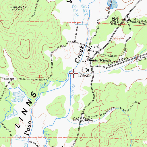 Topographic Map of Sandy Creek, CA