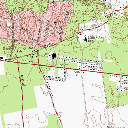 Topographic Map of Rocky Point Fire Department Shoreham Fire Company 3, NY