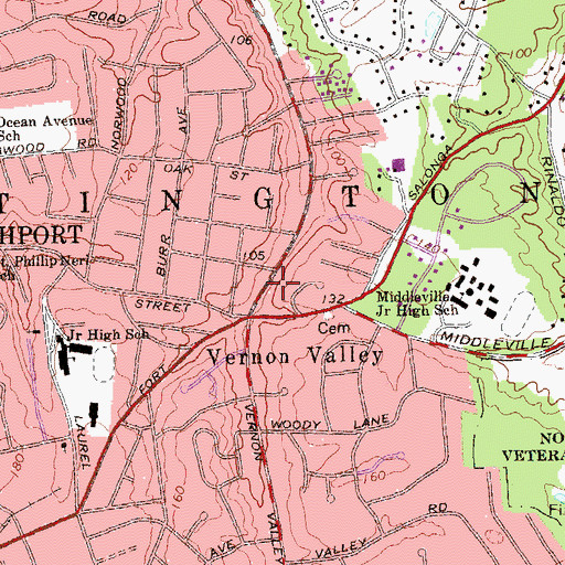 Topographic Map of Northport Volunteer Fire Department Station 1, NY