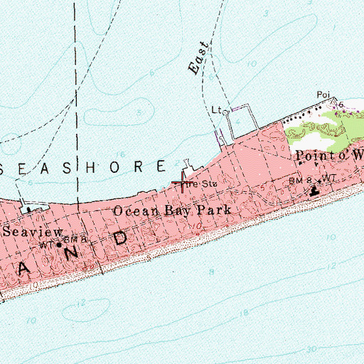 Topographic Map of Ocean Bay Park Fire District, NY