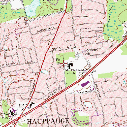 Topographic Map of Smithtown Fire Station 2, NY