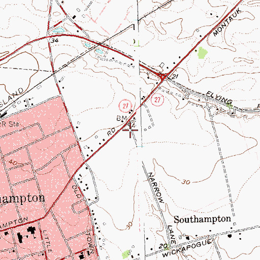 Topographic Map of Southampton Fire Department, NY