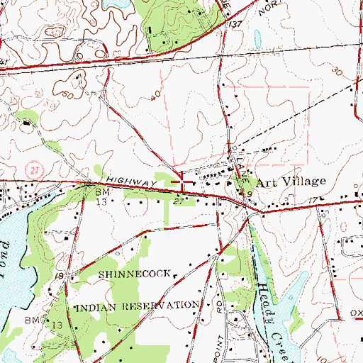 Topographic Map of Southampton Fire Department Station 3, NY
