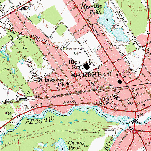 Topographic Map of Riverhead Fire Department Station 1, NY