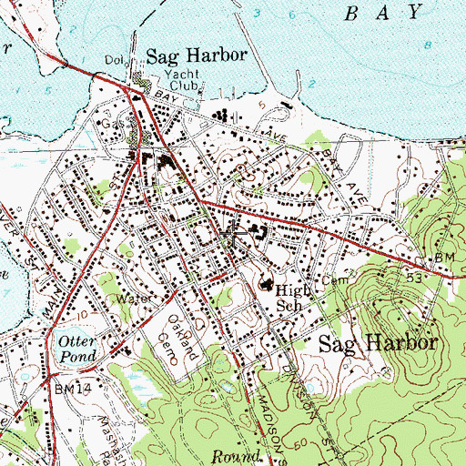 Topographic Map of Sag Harbor Volunteer Fire Department Murray Hill Hose Company 4, NY
