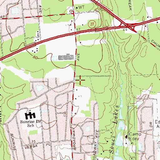 Topographic Map of Sayville Fire Station, NY