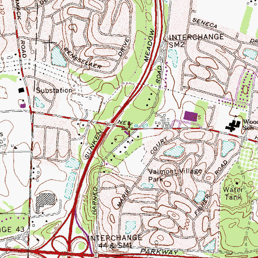 Topographic Map of Commack Volunteer Fire Station, NY