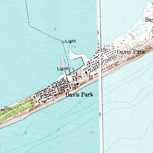 Topographic Map of Davis Park Volunteer Fire Department, NY