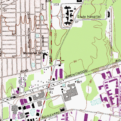 Topographic Map of Deer Park Fire Station, NY