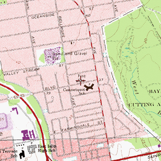 Topographic Map of Islip Terrace Fire Department Station 2, NY