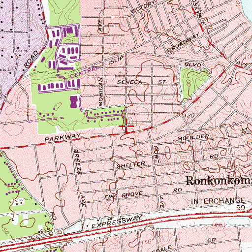 Topographic Map of Lakeland Fire Station, NY