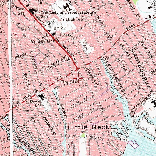 Topographic Map of Lindenhurst Volunteer Fire Station, NY