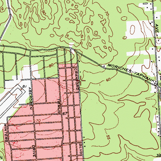 Topographic Map of Manorville Fire Department Station 1, NY
