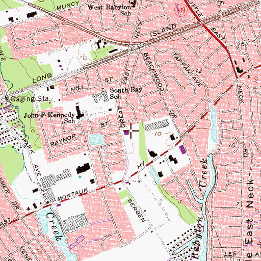 Topographic Map of West Babylon Fire Station, NY