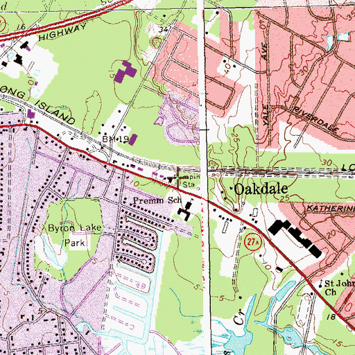 Topographic Map of West Sayville Fire District Station 2, NY