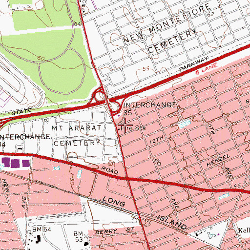 Topographic Map of East Farmingdale Volunteer Fire Station 2, NY