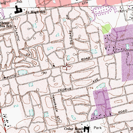 Topographic Map of East Northport Fire Department Station 1, NY