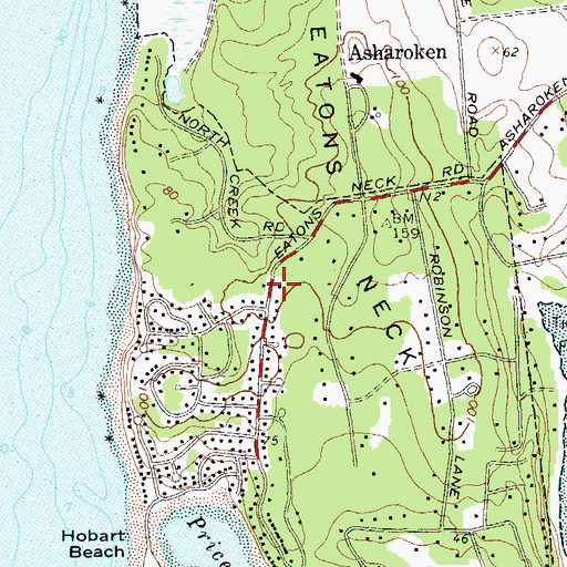 Topographic Map of Eatons Neck Fire District, NY