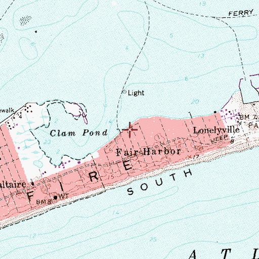 Topographic Map of Fair Harbor Fire District, NY