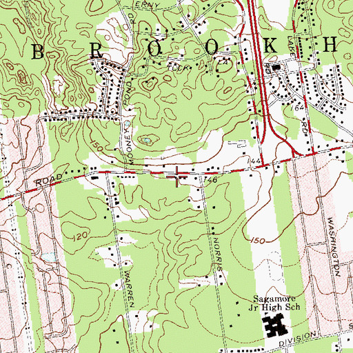 Topographic Map of Farmingville Fire District Station 2, NY