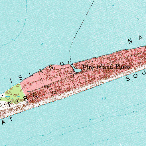 Topographic Map of Fire Island Pines Fire District, NY