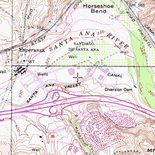 Topographic Map of Santa Ana Valley Canal, CA
