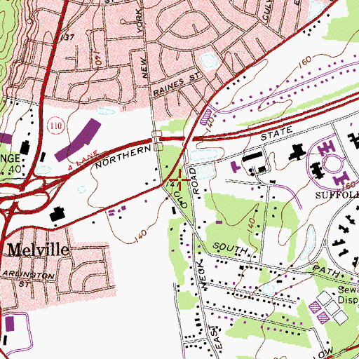 Topographic Map of Melville Fire Station, NY