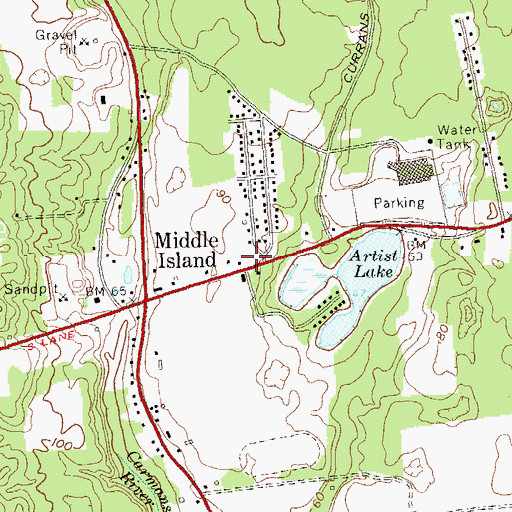 Topographic Map of Middle Island Fire Station, NY