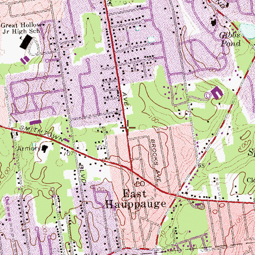 Topographic Map of Nesconset Volunteer Fire Station, NY