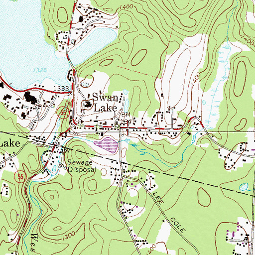 Topographic Map of Swan Lake Volunteer Fire Department, NY