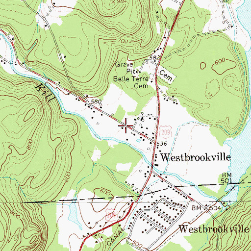 Topographic Map of Westbrookville Volunteer Fire Company 1, NY