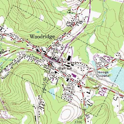 Topographic Map of Woodridge Volunteer Fire Department, NY
