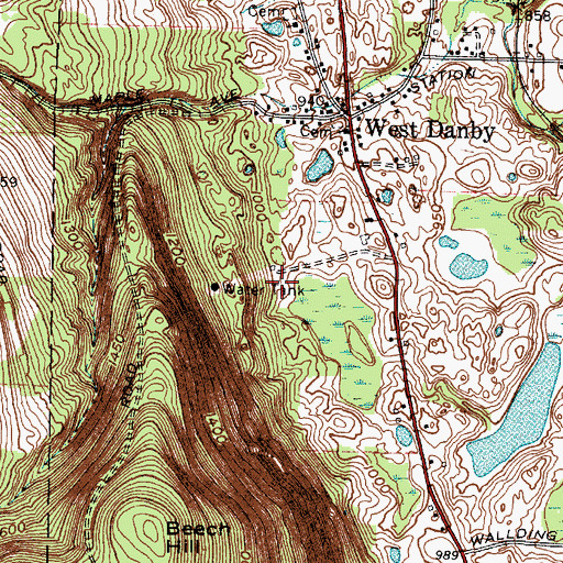 Topographic Map of Danby Fire District - West Danby Volunteer Fire Department, NY
