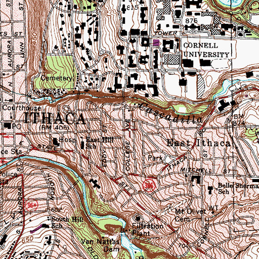 Topographic Map of Ithaca Fire Department East Hill Station 9, NY