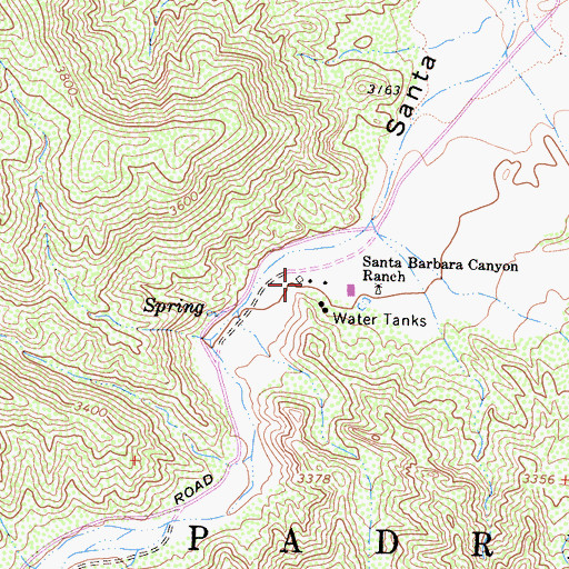 Topographic Map of Santa Barbara Canyon Ranch, CA