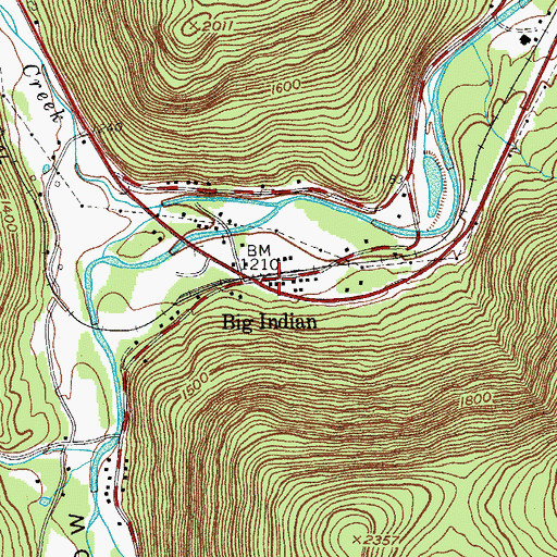 Topographic Map of Big Indian and Oliverea Fire District, NY
