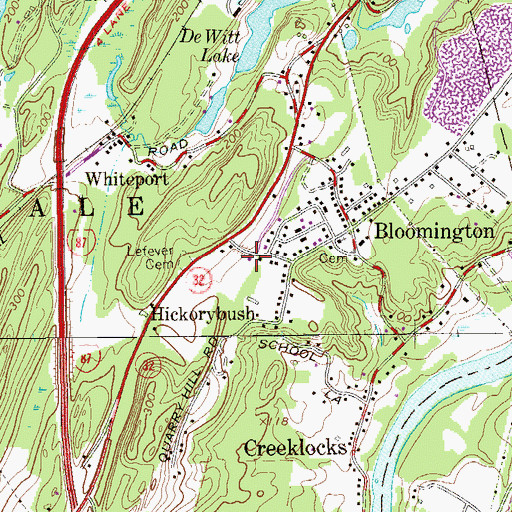 Topographic Map of Bloomington Volunteer Fire Department Bloomington Station, NY