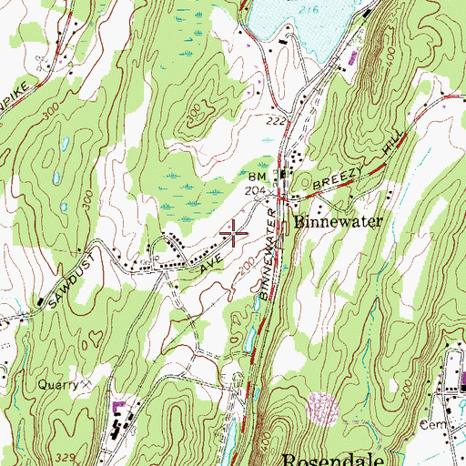 Topographic Map of Bloomington Volunteer Fire Department Binnewater Station, NY