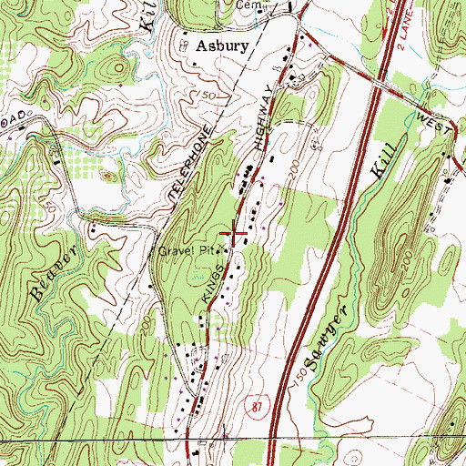 Topographic Map of Saxton Katsbaan Volunteer Fire Company Asbury Katsbaan Station, NY