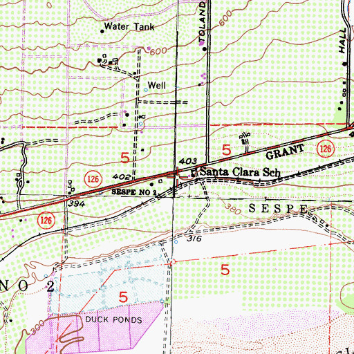 Topographic Map of Santa Clara School, CA
