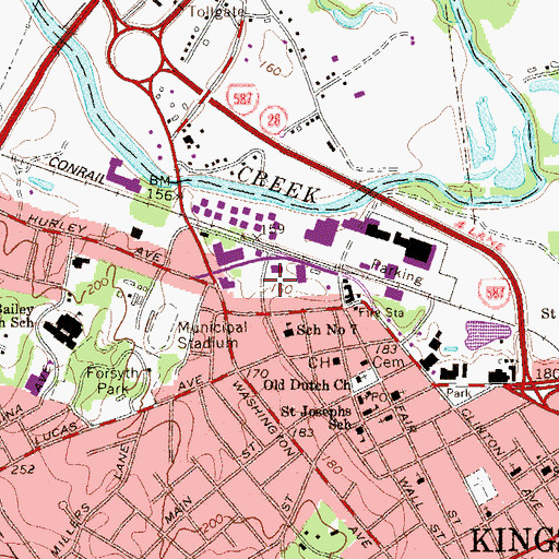 Topographic Map of Kingston Fire Department Wiltwyck Fire Station, NY