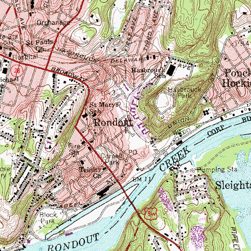 Topographic Map of Kingston Fire Department Rondout Station 3, NY