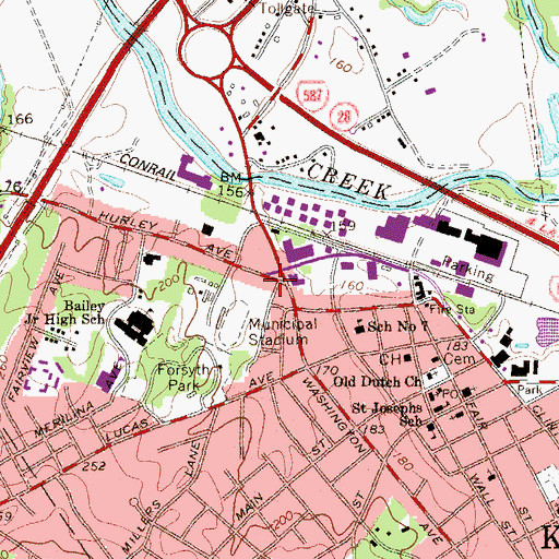 Topographic Map of Kingston Fire Department Excelsior Hose Company 4 Station 5, NY
