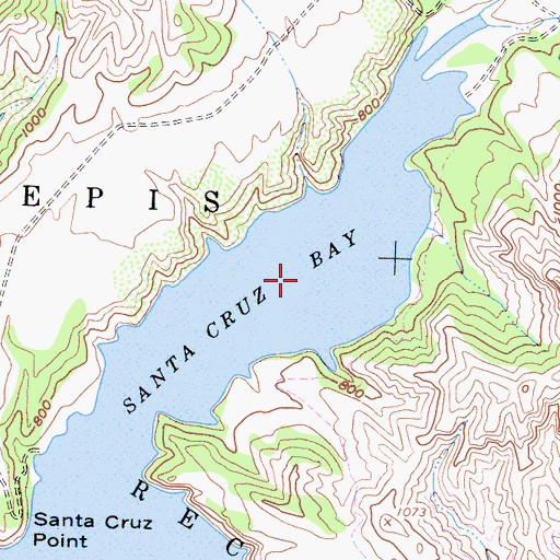 Topographic Map of Santa Cruz Bay, CA
