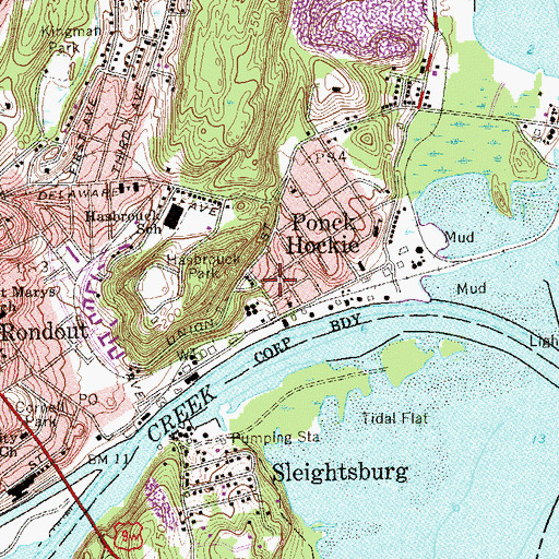 Topographic Map of Kingston Fire Department Union Hose Company 4 Station 7, NY