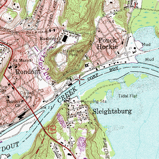 Topographic Map of Kingston Fire Department Marine Fire / Rescue Station, NY