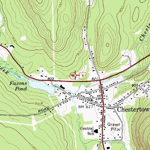Topographic Map of Chestertown Volunteer Fire Company, NY