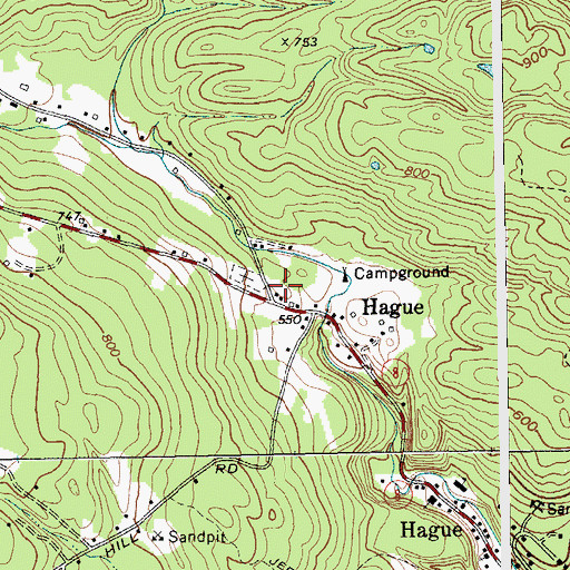 Topographic Map of Hague Volunteer Fire Department and Emergency Squad Station 1, NY
