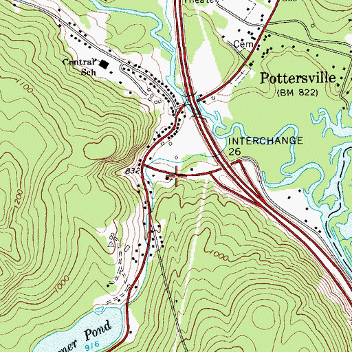 Topographic Map of Pottersville Volunteer Fire Department, NY
