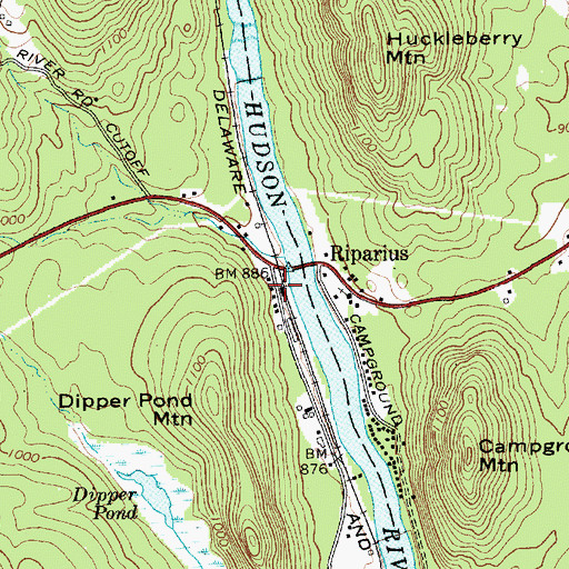 Topographic Map of Riverside Volunteer Fire Department, NY